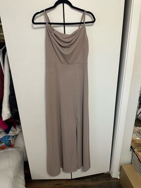 Birdy Grey Mauve Taupe Cowl Neck Maxi Dress
